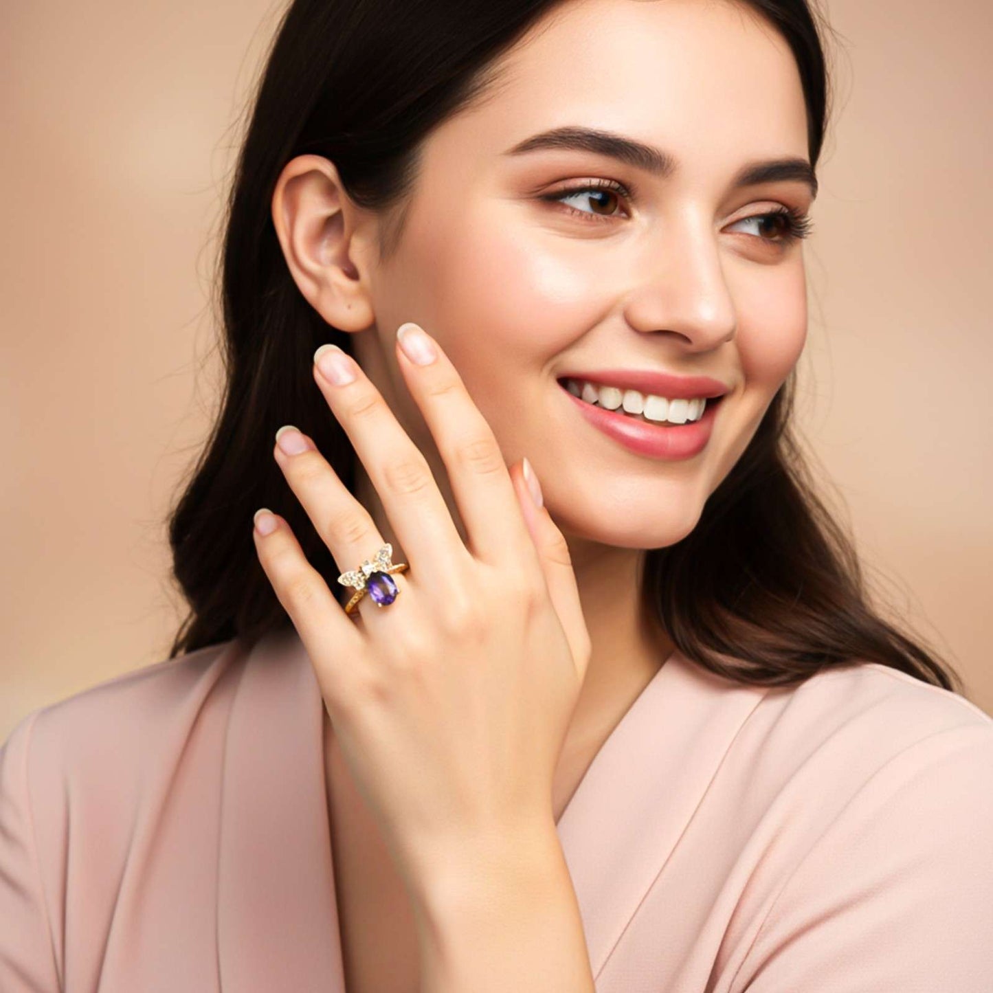 Silver Alexandrite Butterfly Ring for Women
