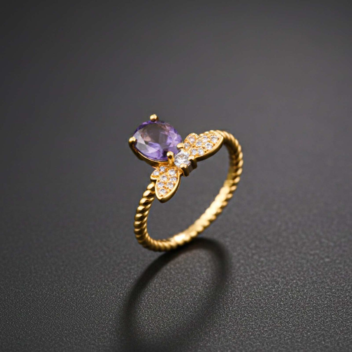 Silver Alexandrite Butterfly Ring for Women