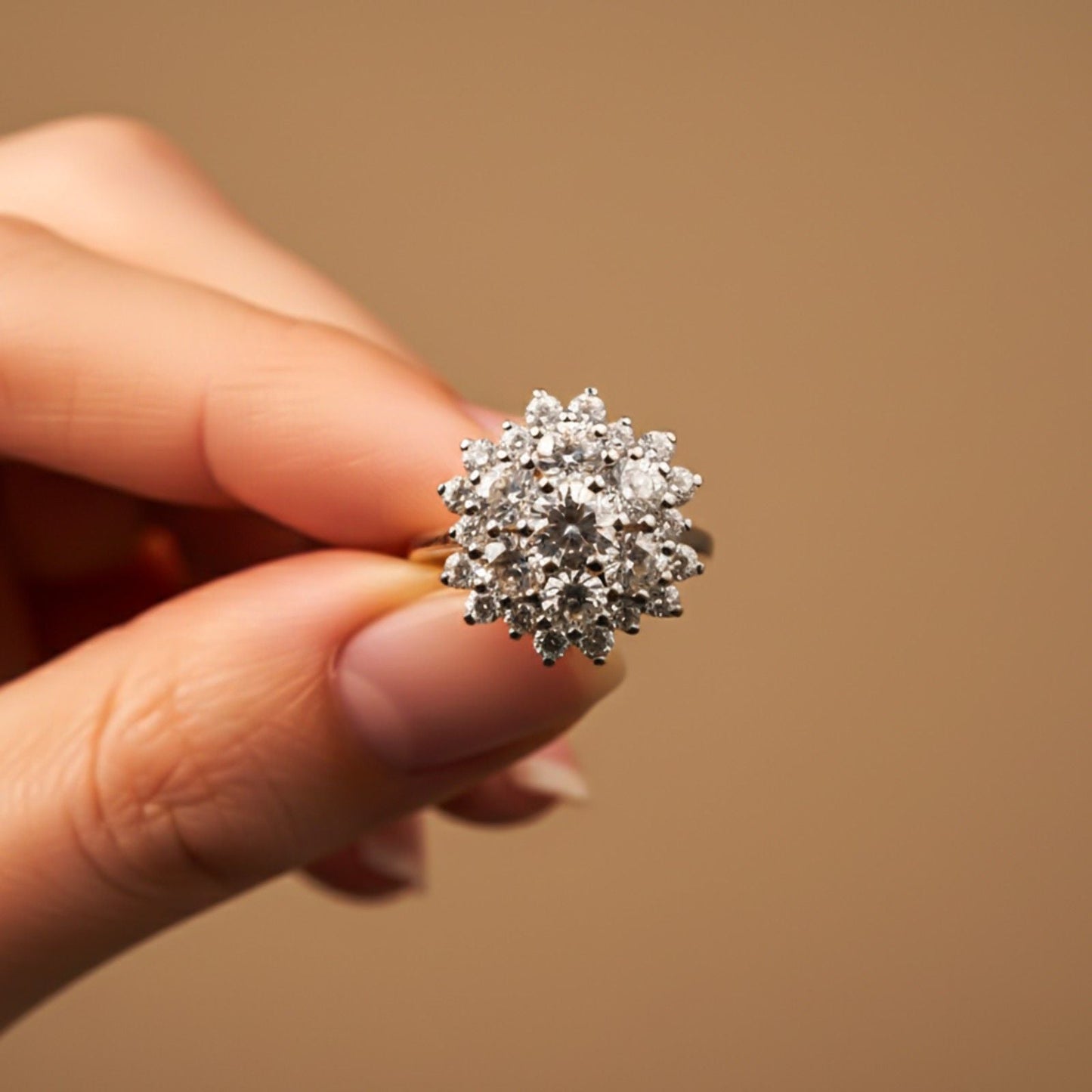 Silver Floral Cluster Statement Ring