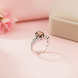 Silver Morganite Oval Halo Ring Gold Vermeil (2.5 Micron)