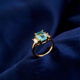 Silver Aquamarine Three-Stone Ring