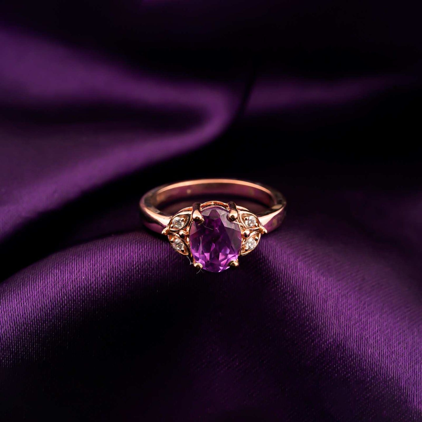 Silver Amethyst Oval Vintage Ring