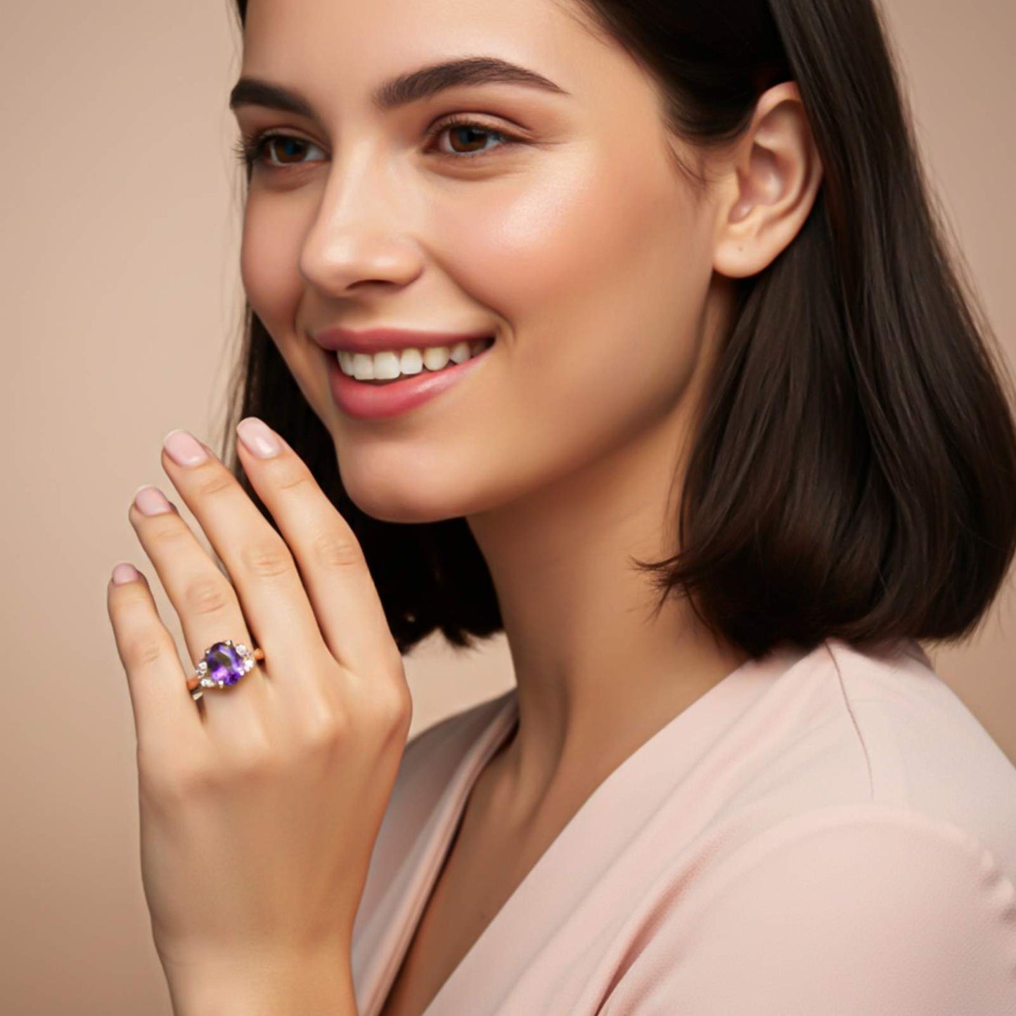 Silver Amethyst Oval Vintage Ring