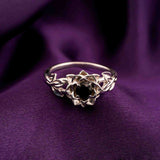 Silver Black Onyx Floral Vintage Ring