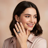 Silver Black Onyx Floral Vintage Ring