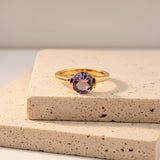 Silver Amethyst Solitaire Ring Gold Vermeil (2.5 Micron)