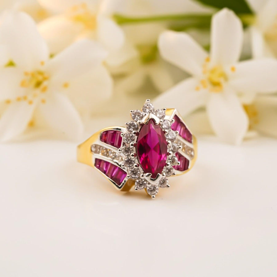 Silver Marquise Halo Cocktail Ring