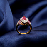 Silver Marquise Halo Cocktail Ring