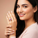 Silver Marquise Halo Cocktail Ring