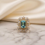 Silver Topaz Floral Halo Ring