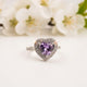 Silver Heart Amethyst Halo Ring Gold Vermeil (2.5 Micron)