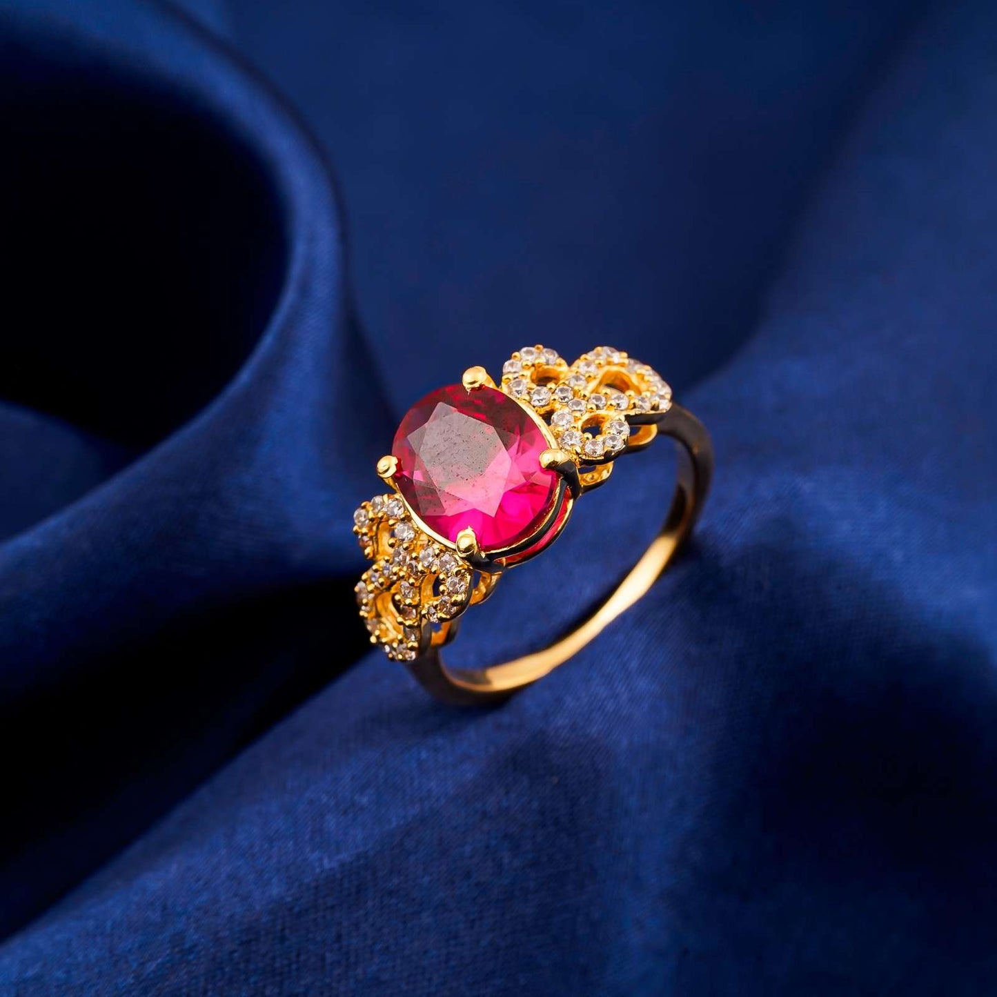 Silver Red Ruby Designer Ring