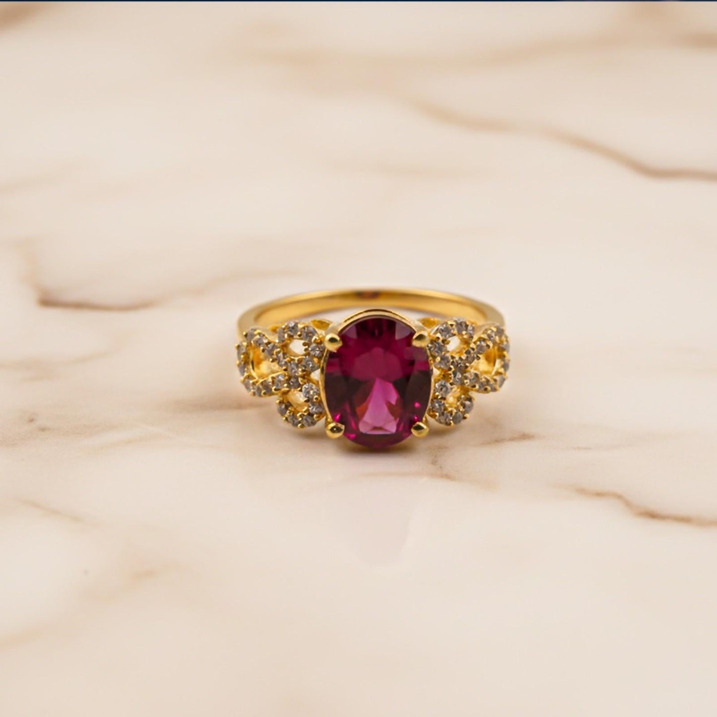 Silver Red Ruby Designer Ring