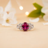 Silver Red Ruby Designer Ring Gold Vermeil (2.5 Micron)
