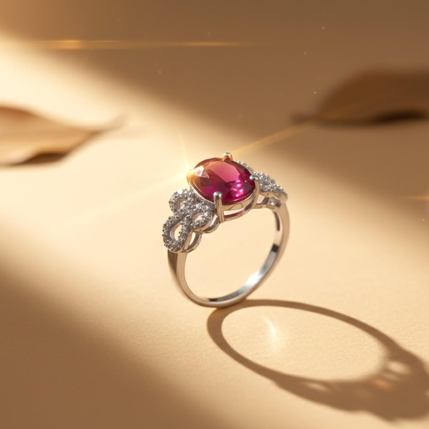 Silver Red Ruby Designer Ring
