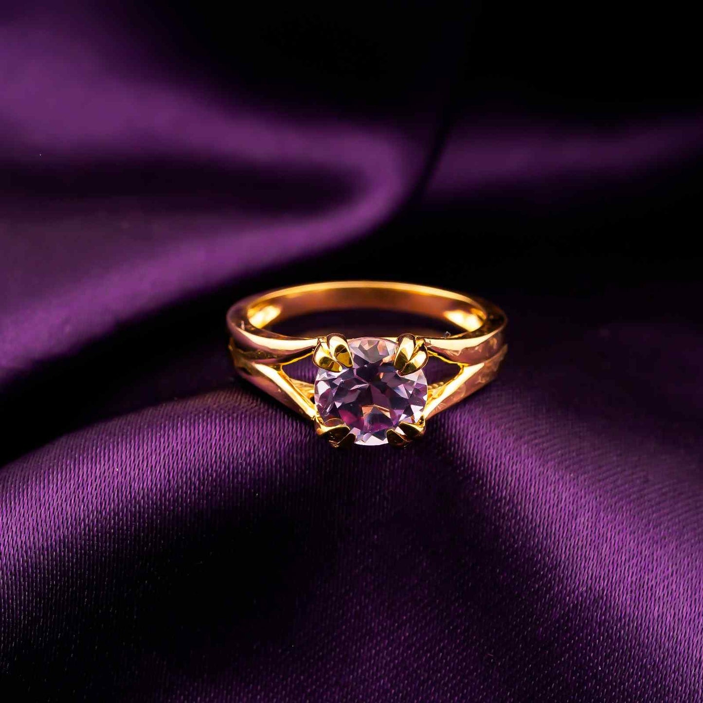 Silver Amethyst Solitaire Ring