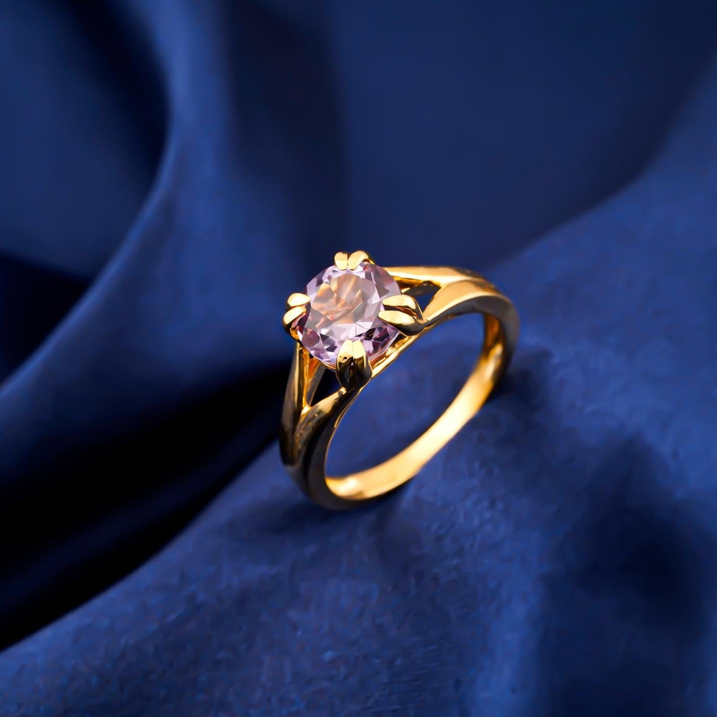 Silver Amethyst Solitaire Ring