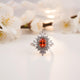 Silver Red Ruby Sunburst Halo Ring Gold Vermeil (2.5 Micron)