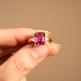 Silver Red Ruby Three-Stone Ring