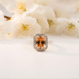 Silver Cushion Morganite Halo Ring Gold Vermeil (2.5 Micron)