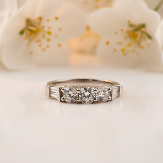 Silver Three Stone Ring for Women