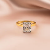 Silver Emerald Cut Solitaire Ring  Gold Vermeil (2.5 Micron)