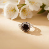 Silver Red Garnet Halo Ring Gold Vermeil (2.5 Micron)