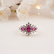 Silver Red Ruby Floral Cluster Ring Gold Vermeil (2.5 Micron)