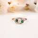 Silver Opal & Emerald Cluster Ring Gold Vermeil (2.5 Micron)