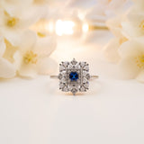 Silver Sapphire Floral Cluster Ring Gold Vermeil (2.5 Micron)