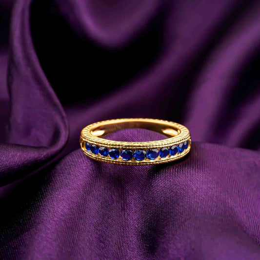 Silver Blue Sapphire Eternity Band Ring