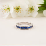 Silver Blue Sapphire Eternity Band Ring Gold Vermeil (2.5 Micron)