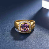 Silver Amethyst Halo Cocktail Ring