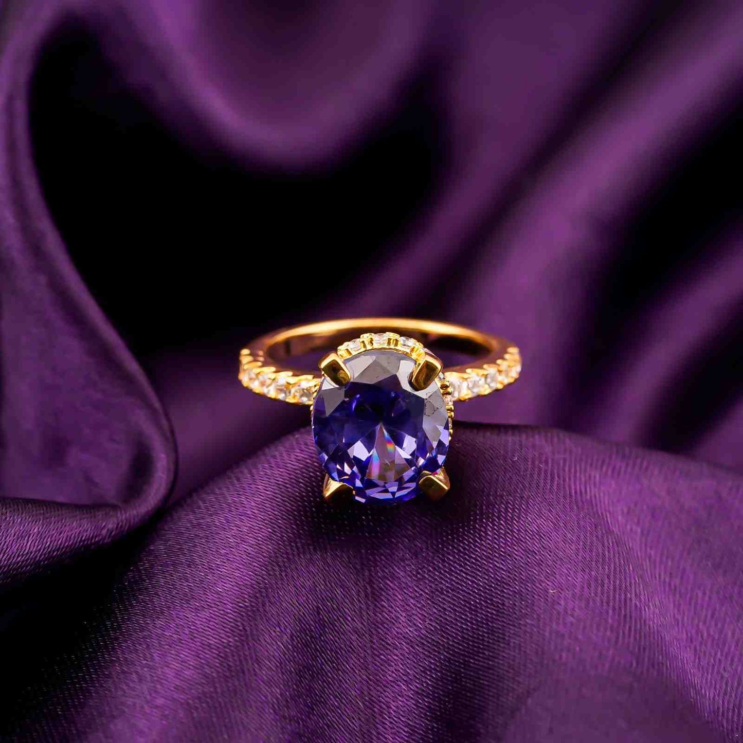 Silver Blue Sapphire Solitaire Ring