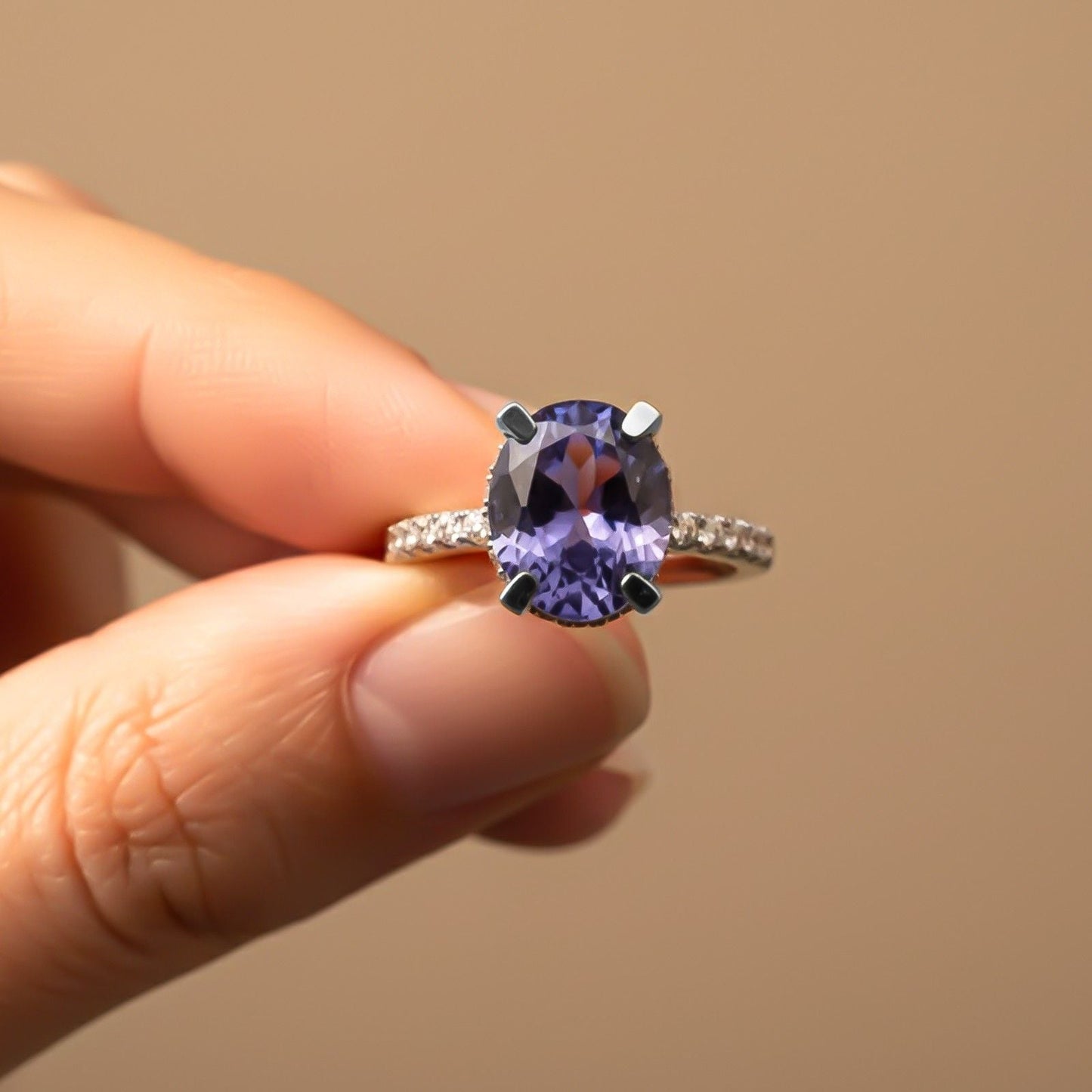 Silver Blue Sapphire Solitaire Ring