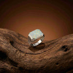 Silver Vintage Opal Signet Ring for Men
