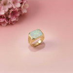 Silver Vintage Opal Signet Ring for Men