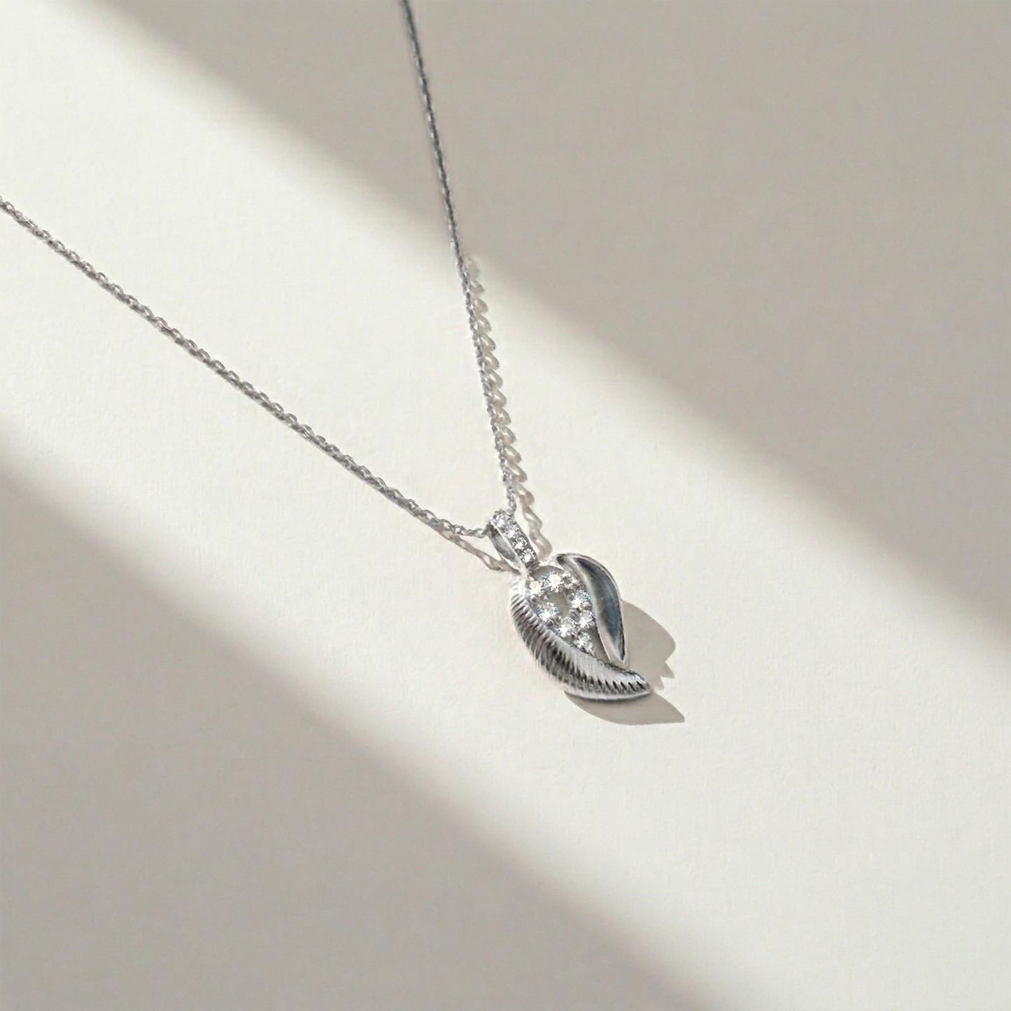 Silver Leaf Sparkle Pendant & Earrings Set