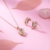 Silver Leaf Sparkle Pendant & Earrings Set