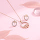 Silver Leaf Circle Halo Pendant & Earrings Set