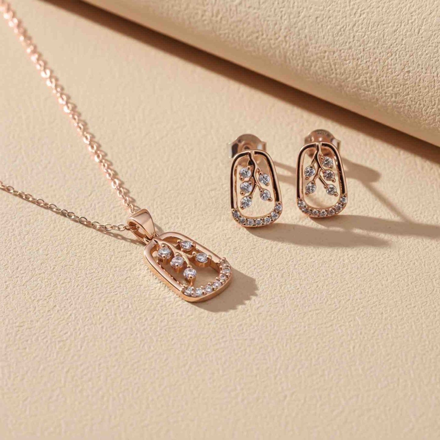 Silver Leaf Drop Pendant & Earrings Set