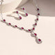 Silver Teardrop Ruby Elegance Necklace & Earrings Set
