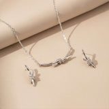 Silver Bamboo Knot Pendant & Earrings Set