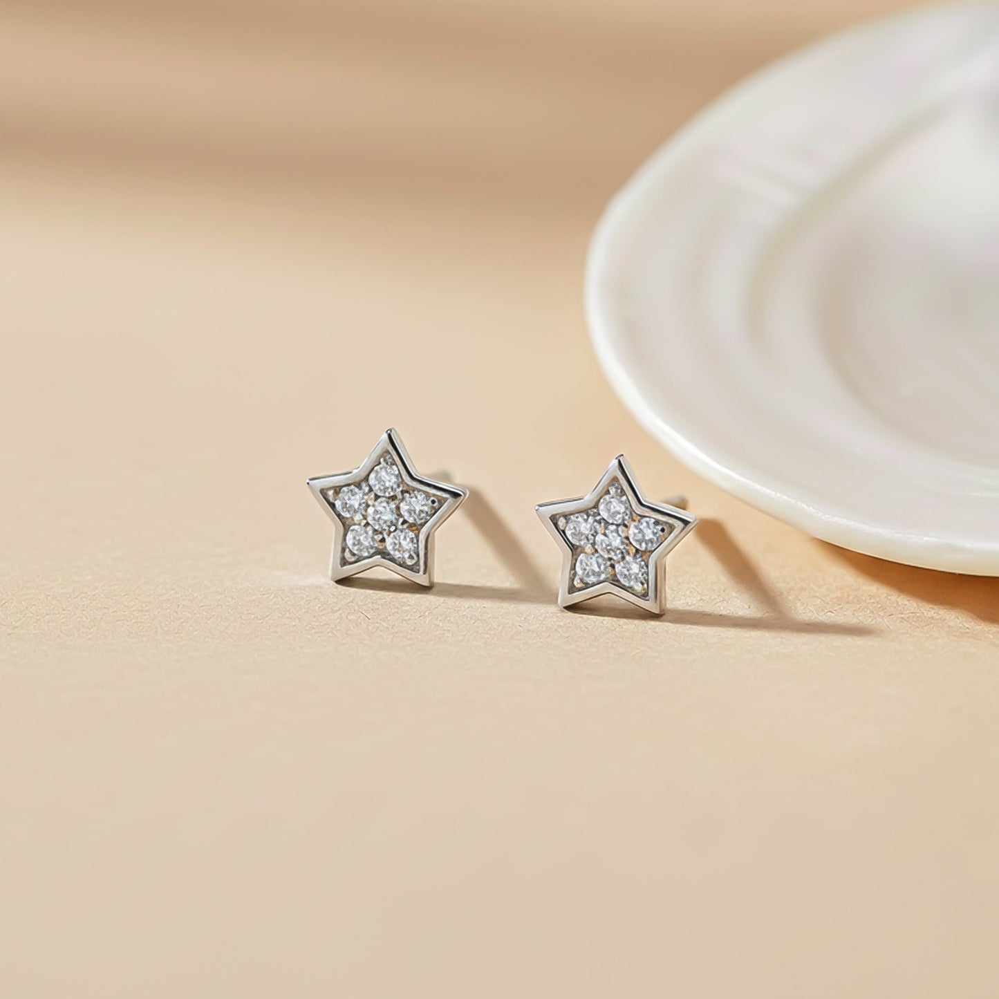 Silver Star Charm Necklace & Earrings Set