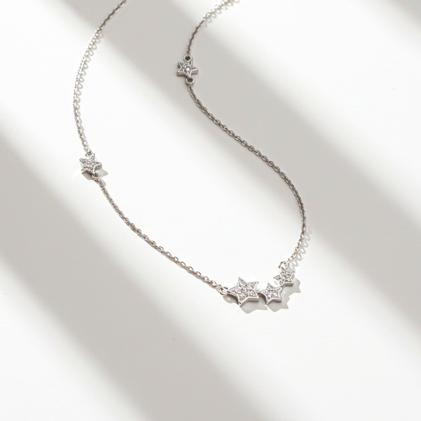 Silver Star Charm Necklace & Earrings Set