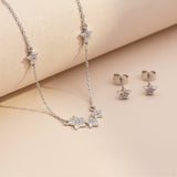 Silver Star Charm Necklace & Earrings Set