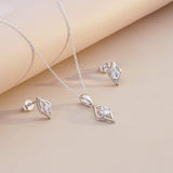 Silver Leaf Glow Pendant & Earrings Set