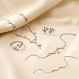 Silver Nature-Inspired Leaf Jewelry Set