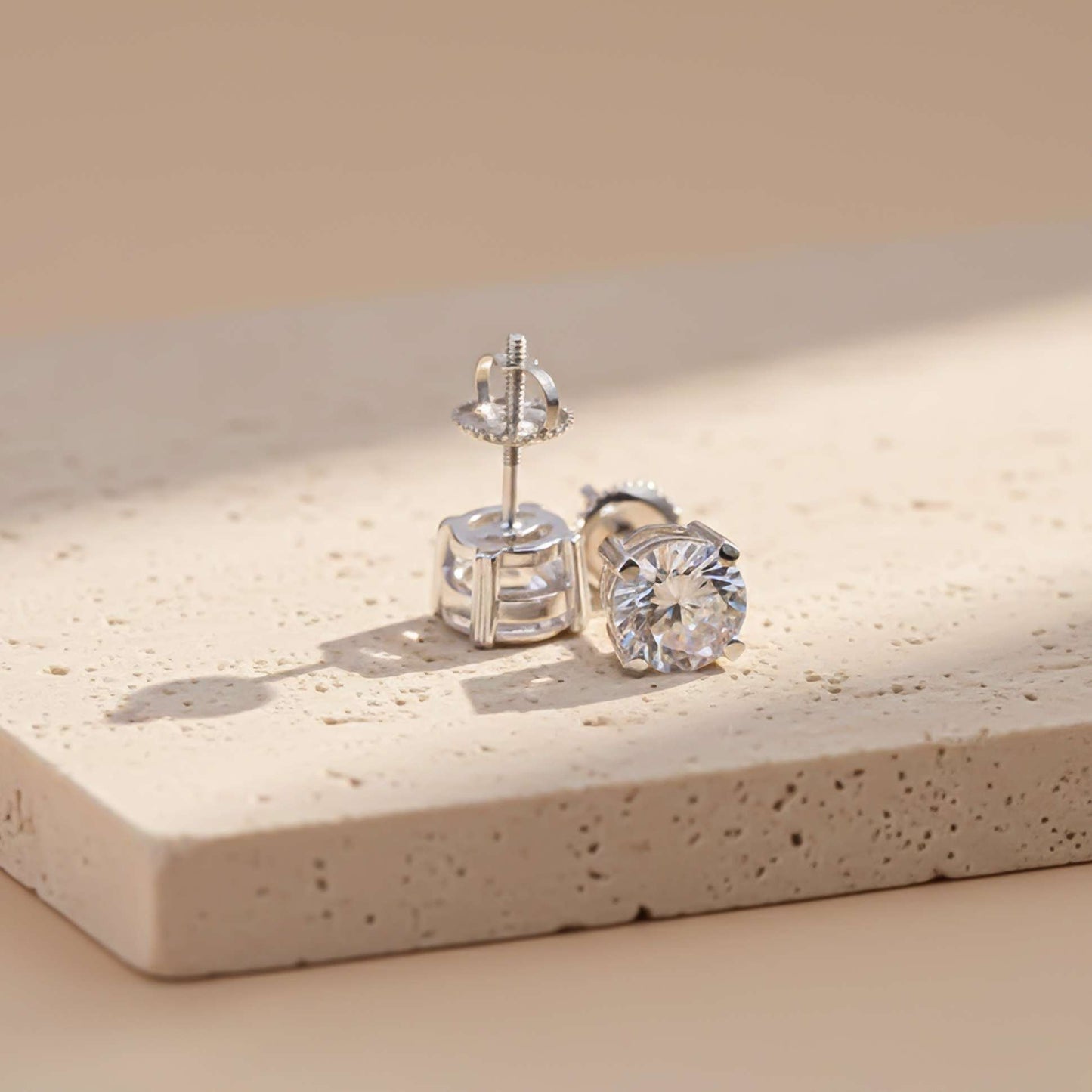 Silver Sphere Screw Stud Earrings