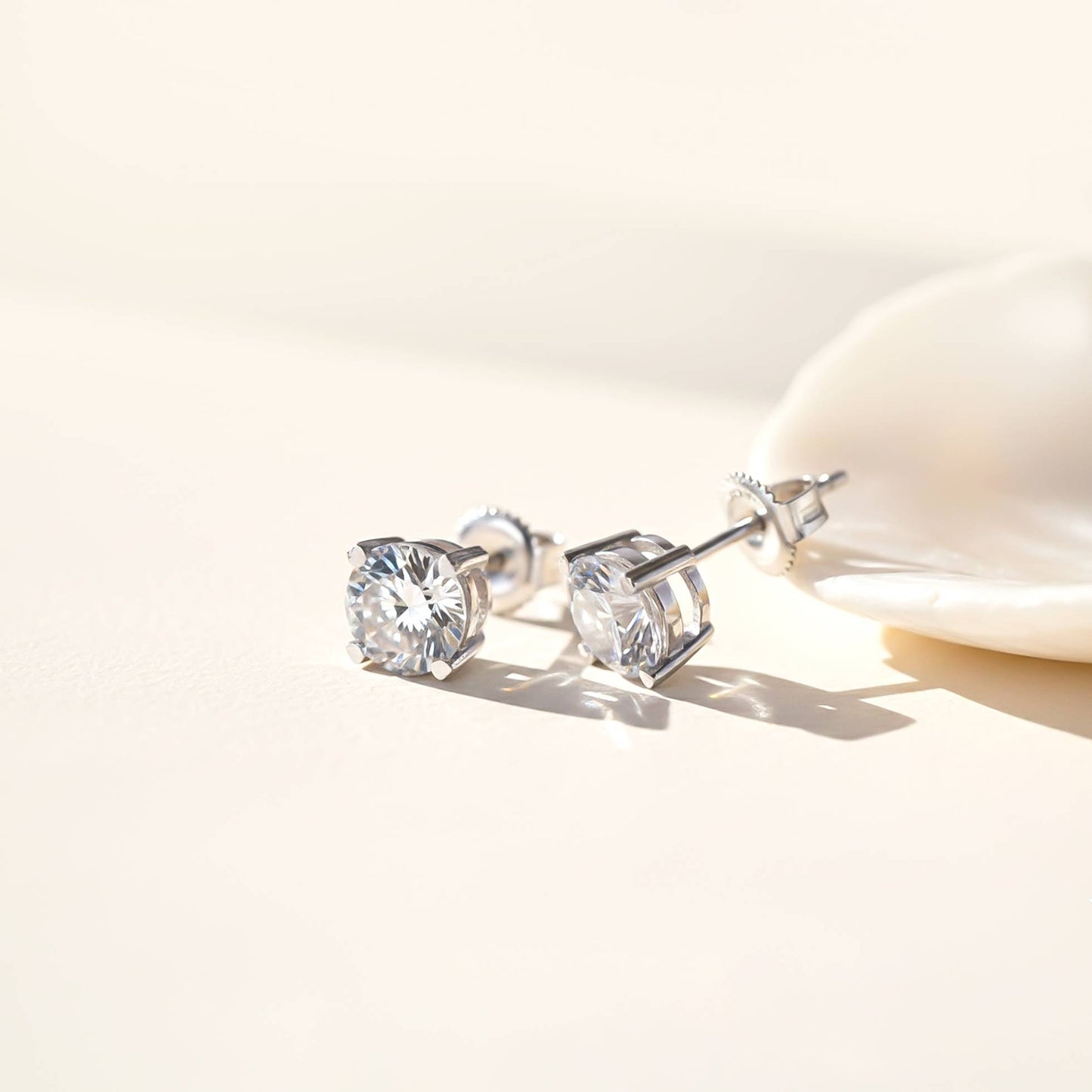 Silver Sphere Screw Stud Earrings